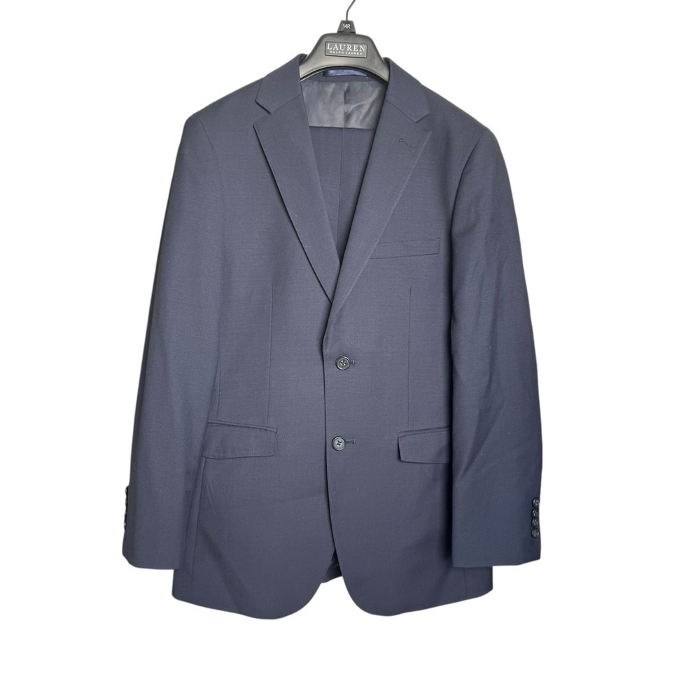 Ragazzi Two Button Blazer Suit Jacket Boys 18R Tailored Fit Navy Blue Wool Fancy